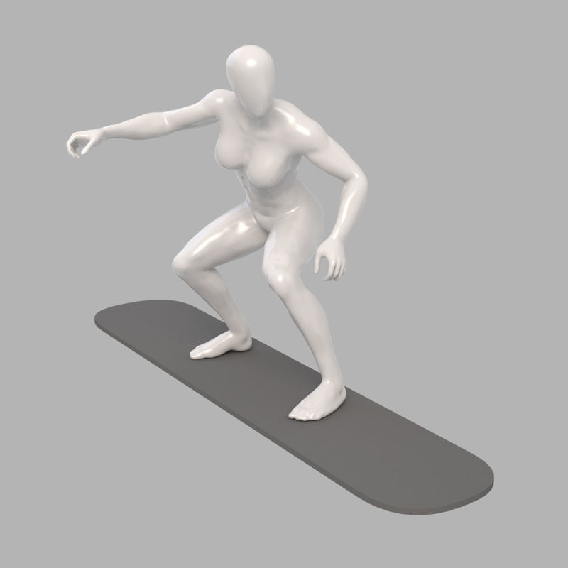 Surfing female mannequin strong surfer 3d print model