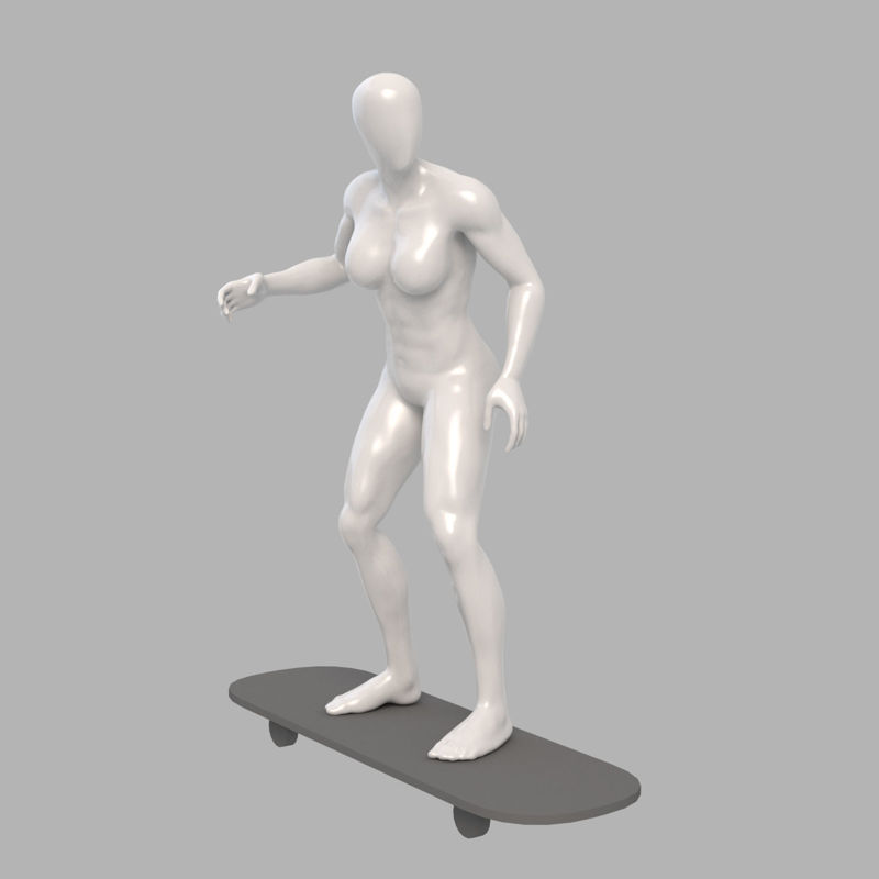 Roller skating female mannequin 3d print model