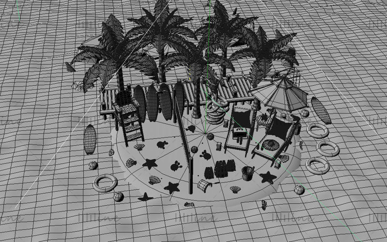 Summer beach small island 3d scene c4d cool island model creative scene