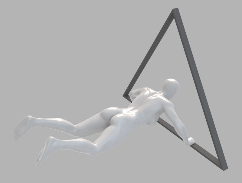 Strong hang gliding female mannequin 3d print model