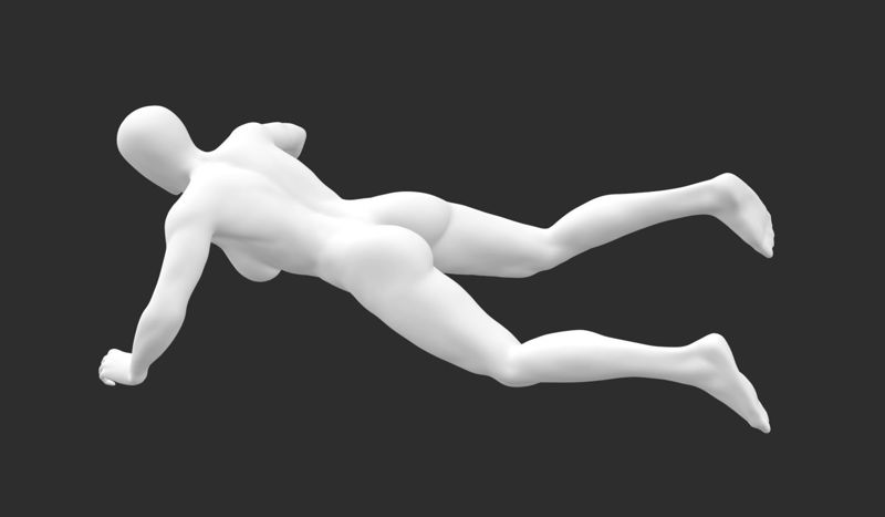 Strong hang gliding female mannequin 3d print model
