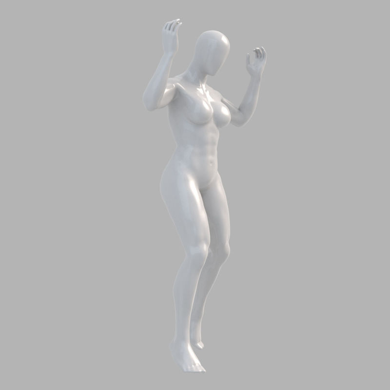 Strong parachute gliding jumping female mannequin 3d print model