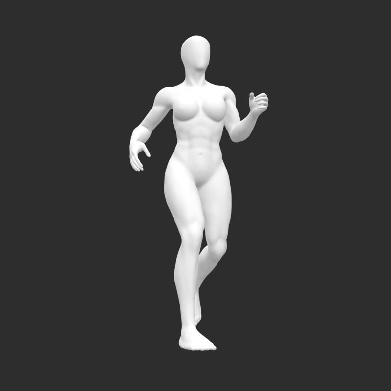 Strong running female mannequin runner 3d print model