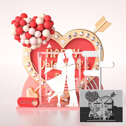 Valentijnsdag roze 3D-scène liefde hart Valentijnsdag c4d-model