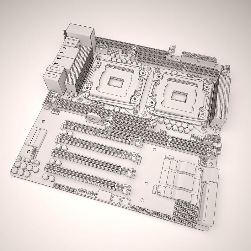 نموذج ثلاثي الأبعاد للوحة الأم للكمبيوتر