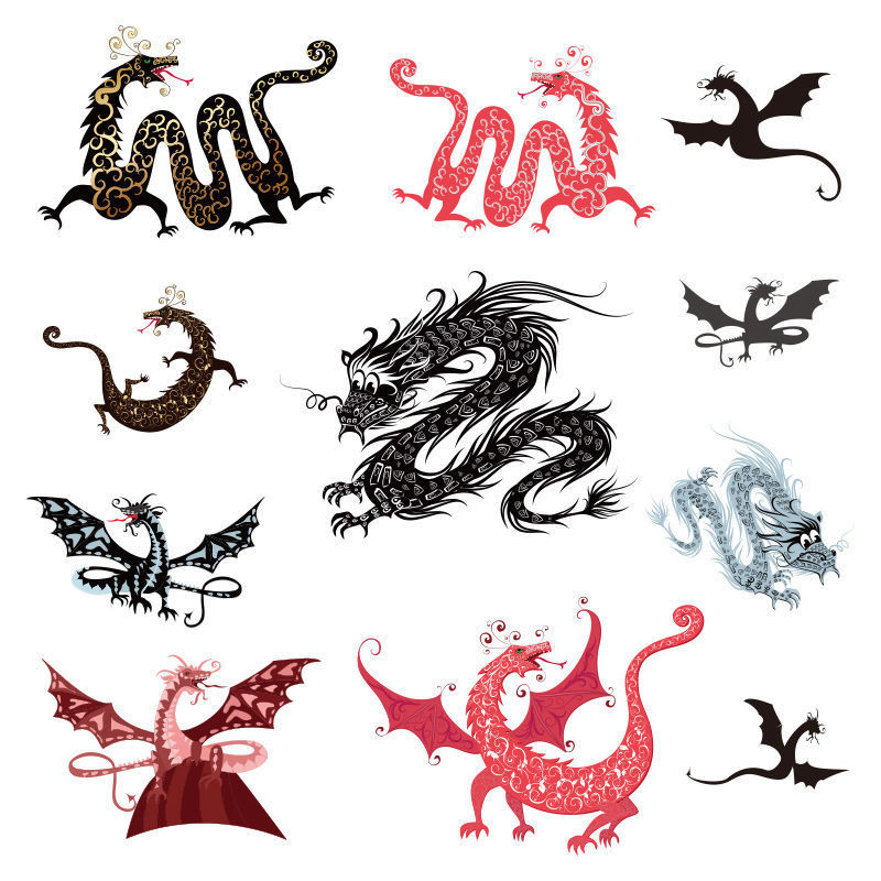 Vector dragon tattoo silhouette