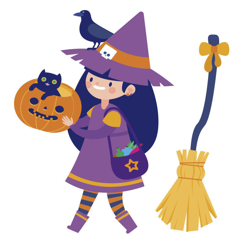 Vector Halloween Party Witch Dress Up
