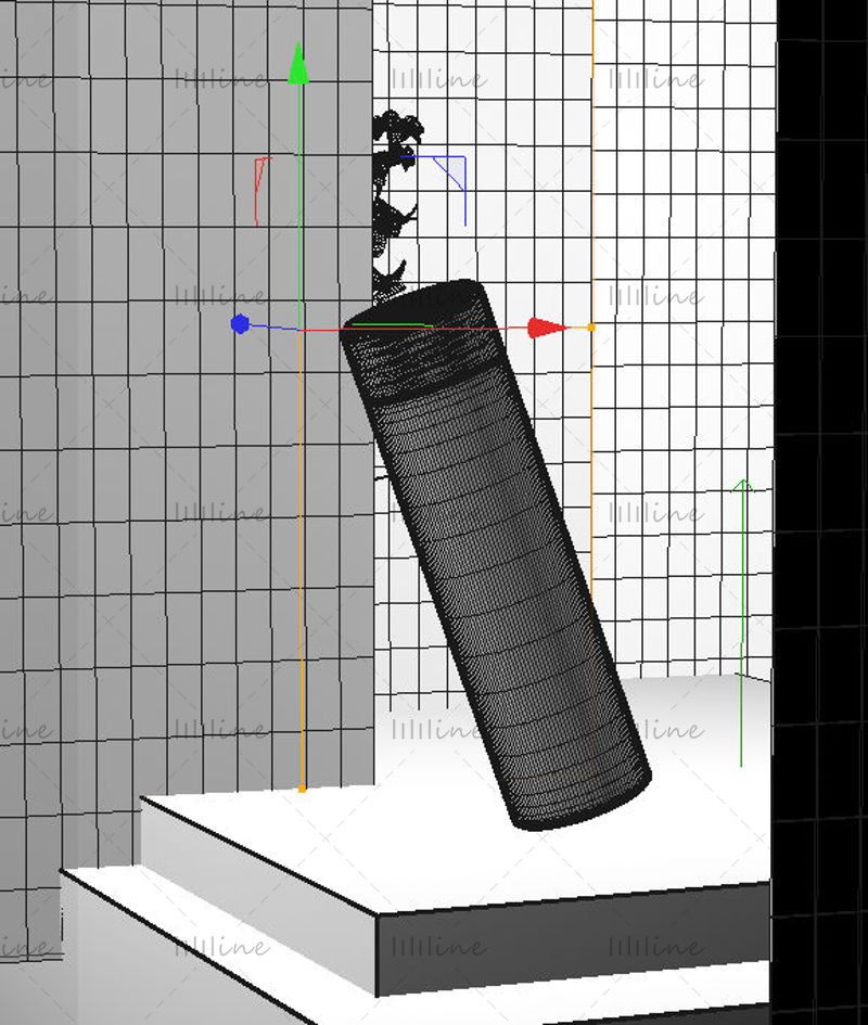 Vodní pohár s oranžovým gradientem 3D model vodního poháru pro vnitřní scénu