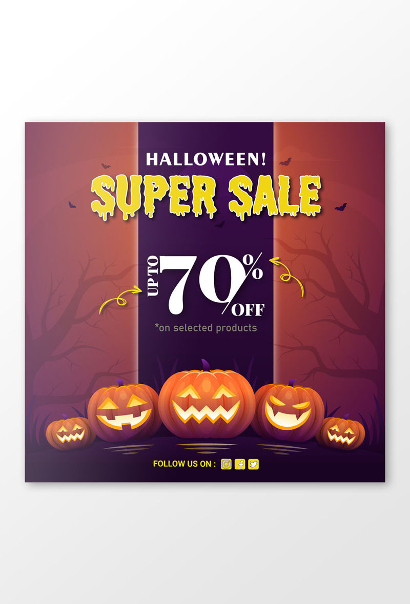 Plantilla de banner de super venta de Halloween