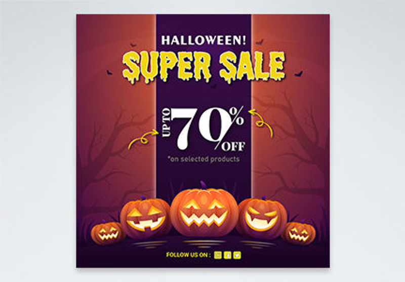 Plantilla de banner de super venta de Halloween