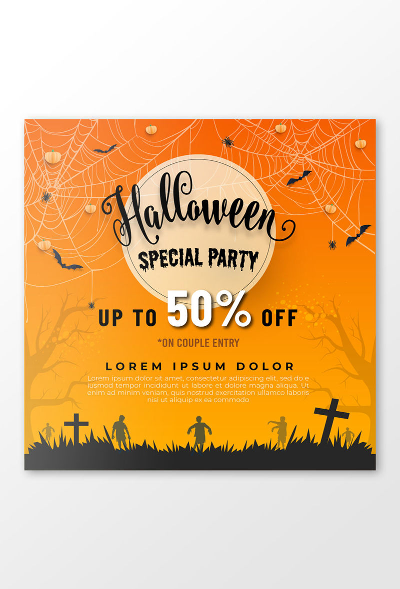 Halloween különleges party banner sablon