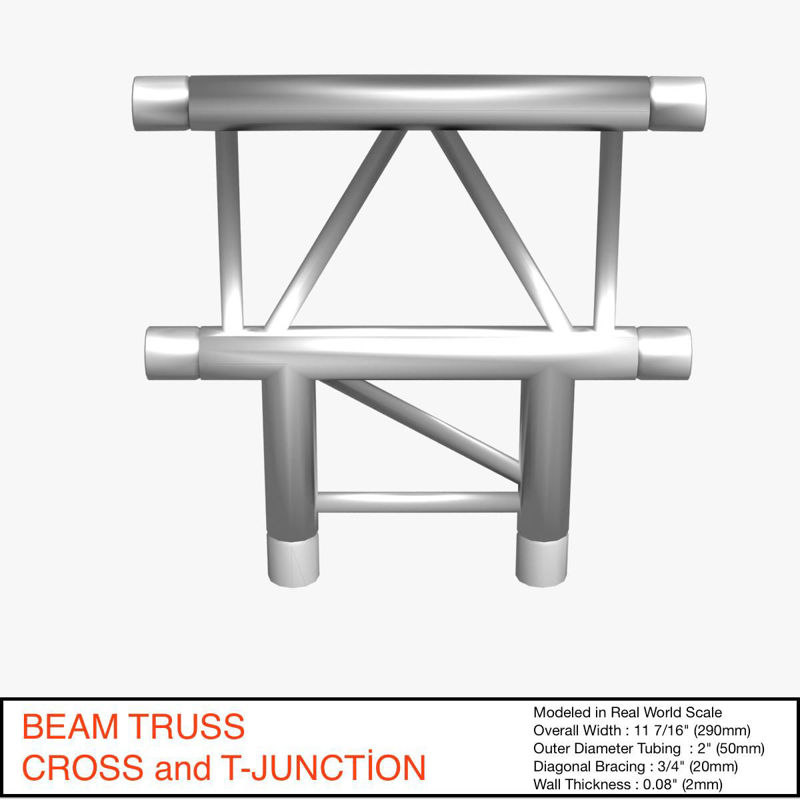 Beam Truss Cross en T Junction 134 3D-model