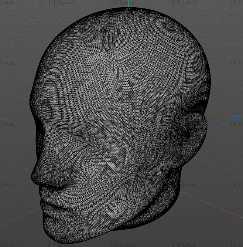 Modelo de impressão 3D de cabeça masculina