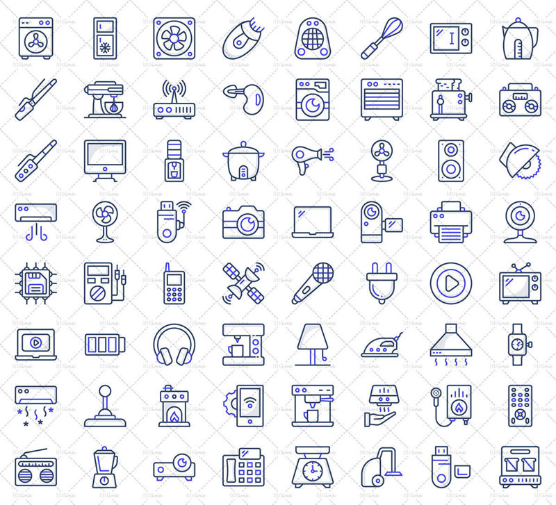 70 Цветни икони на уреди и електроника