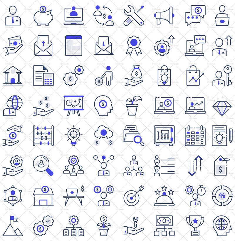 60+ бизнес цветни икони на линии