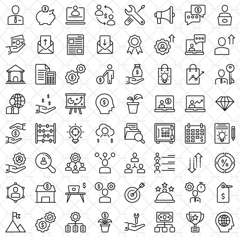 60+ бизнес цветни икони на линии