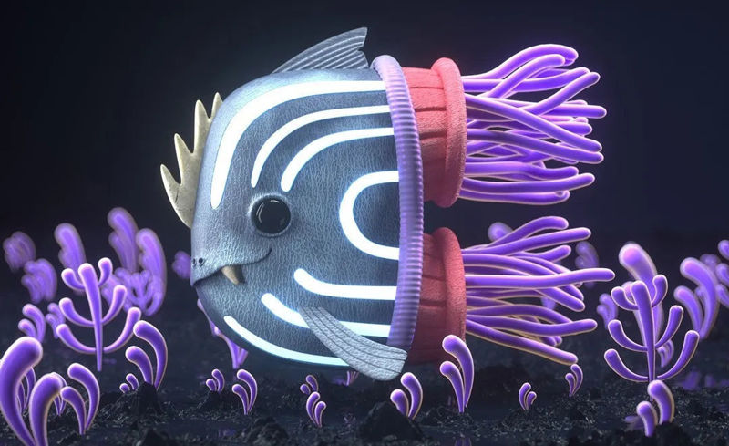 3d creative ocean scene cartoon fish c4d model