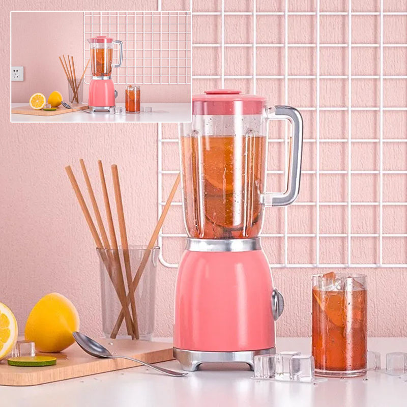 Cute pink simple 3d kitchen scene juicer model lemon juice model