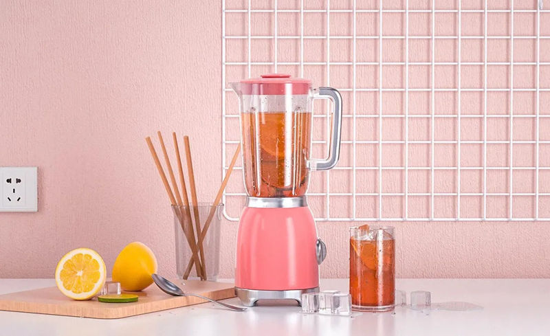Cute pink simple 3d kitchen scene juicer model lemon juice model