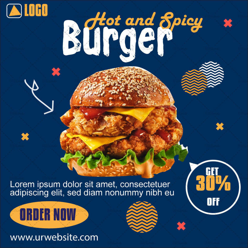 Modello di poster con cibo per hamburger