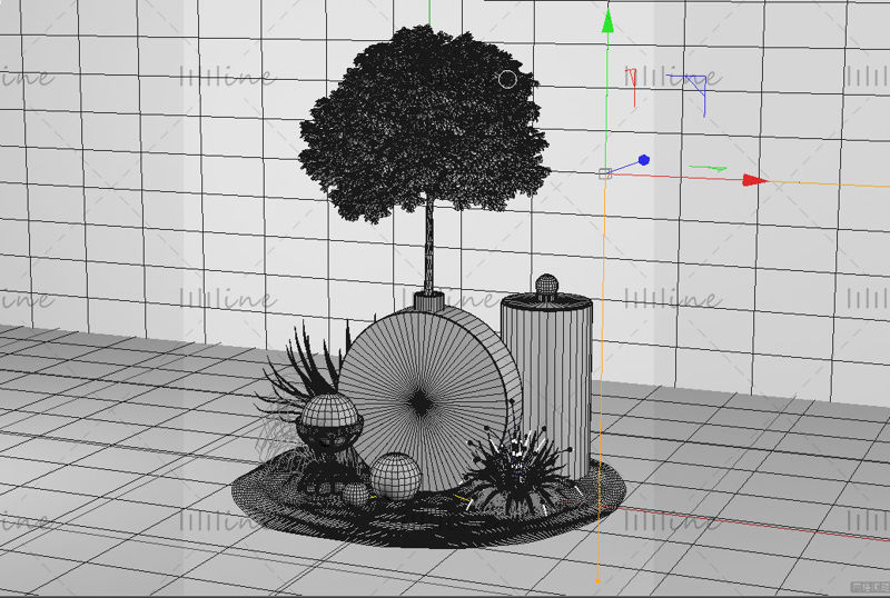 Art sense trees 3d scene c4d model