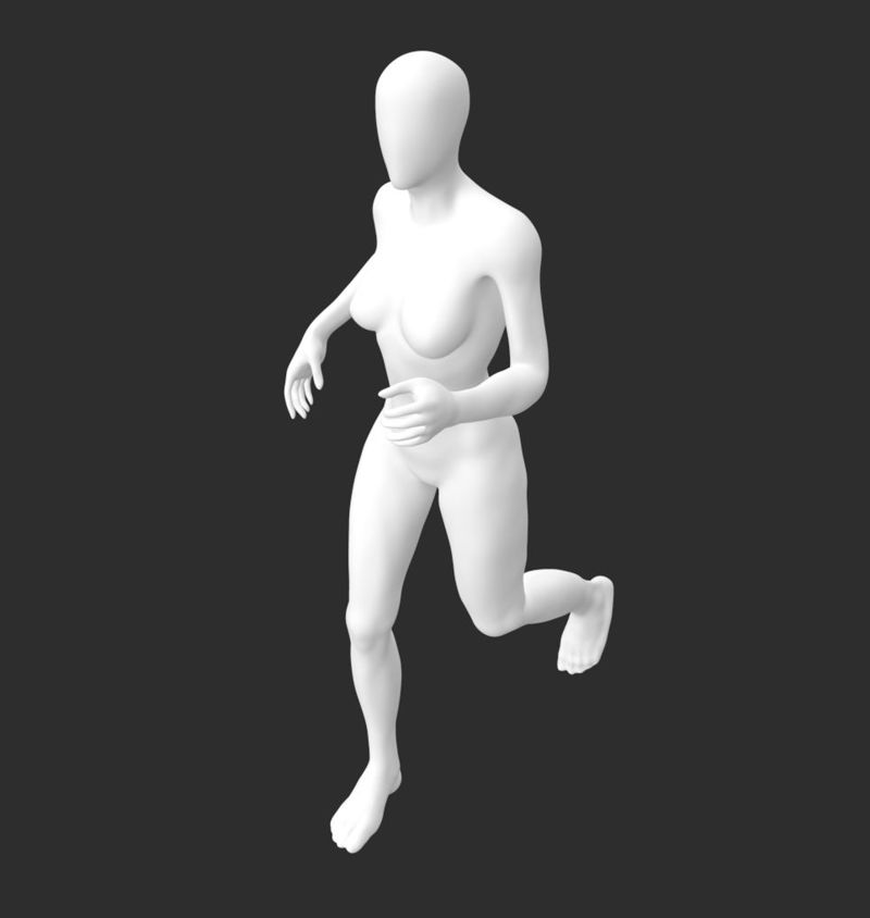 Manequim de corredor executando modelo feminino fino de impressão em 3D