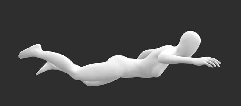 Schlanke Taucherin weibliche Schaufensterpuppe 3D-Druck-Modell