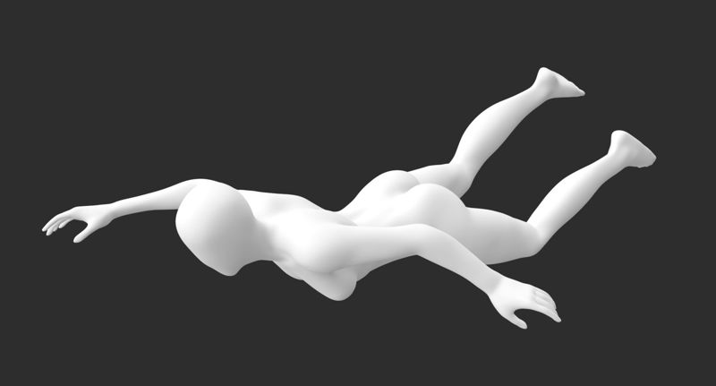 Slank dykker kvinnelig mannequin 3d -utskriftsmodell