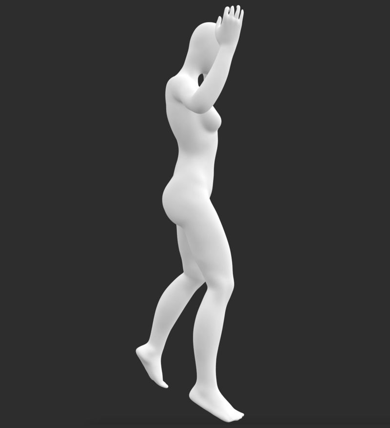أنثى عارضة أزياء ضئيلة المظلة القفز القفز 3D نموذج الطباعة