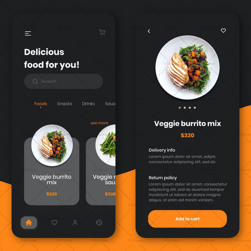 Dark Food App UI