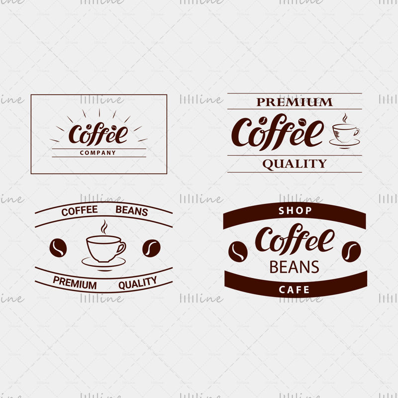 Die Kaffeefirma, Premium-Qualität, Kaffeebohnen, Logo, Kaffeetasse, braune stilvolle Farbe, Logo für Unternehmen, Café, Shop, identisches Design, Flyer, Aufkleber, Anzeigen, Beschilderung
