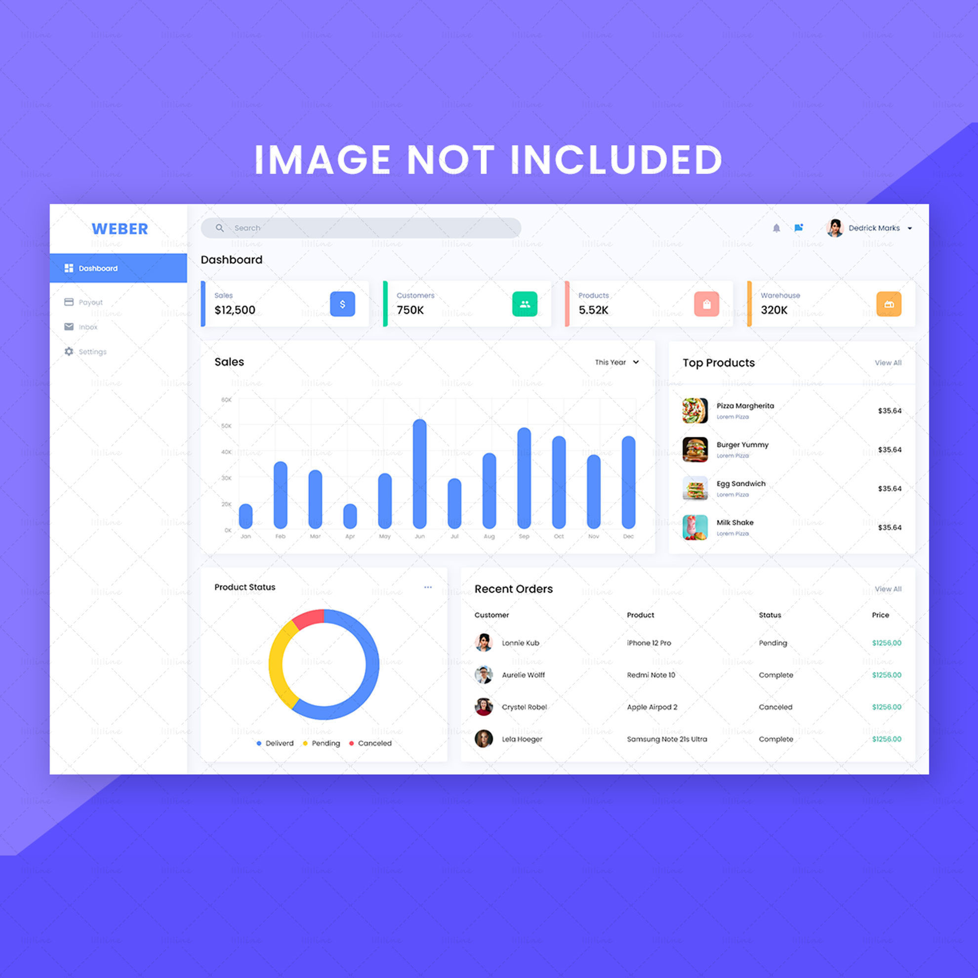 Modern dashboard ui website template design