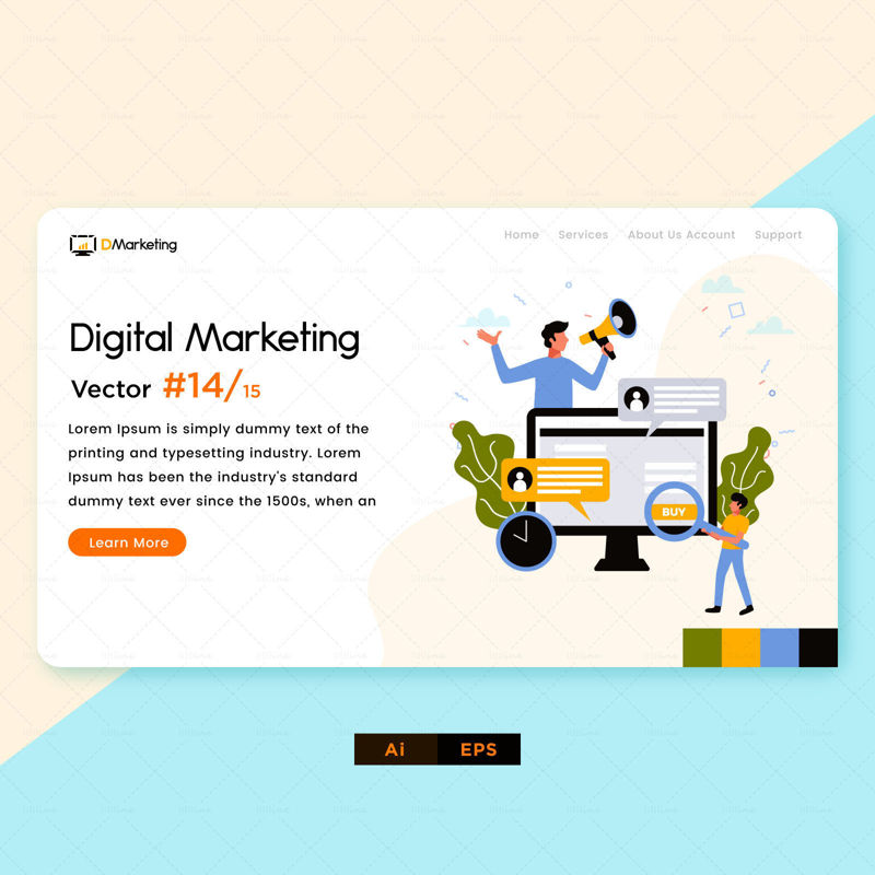 Banner de cartel de diseño de marketing digital de compras en línea