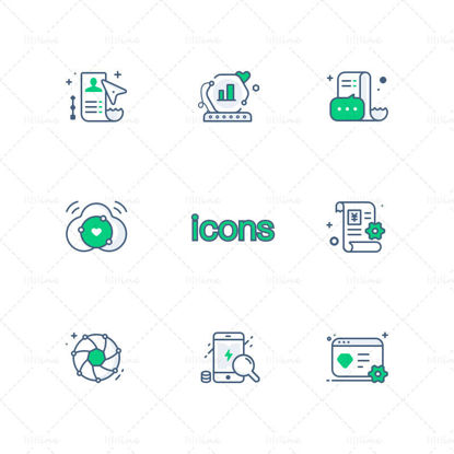 E-commerce data media linear icons