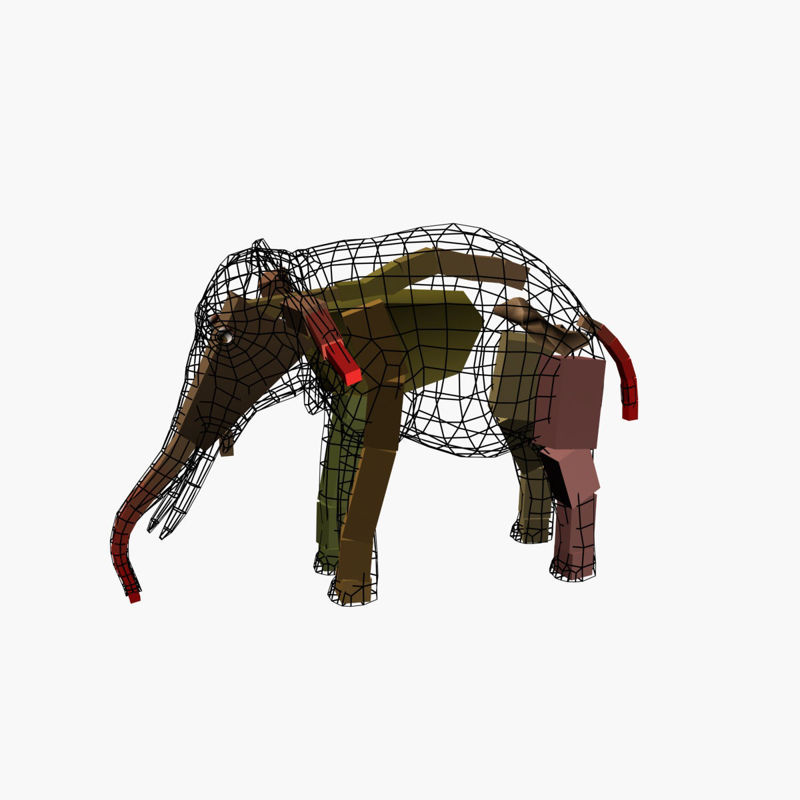 Modelo 3D con aparejo de elefante