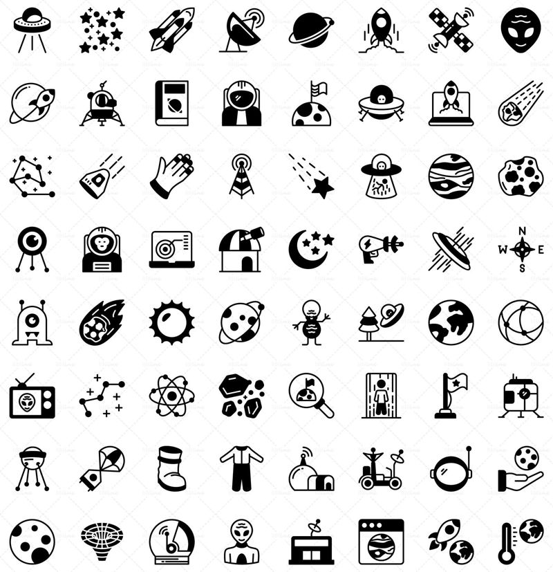 70 űrszínű vonal ikonok csomag