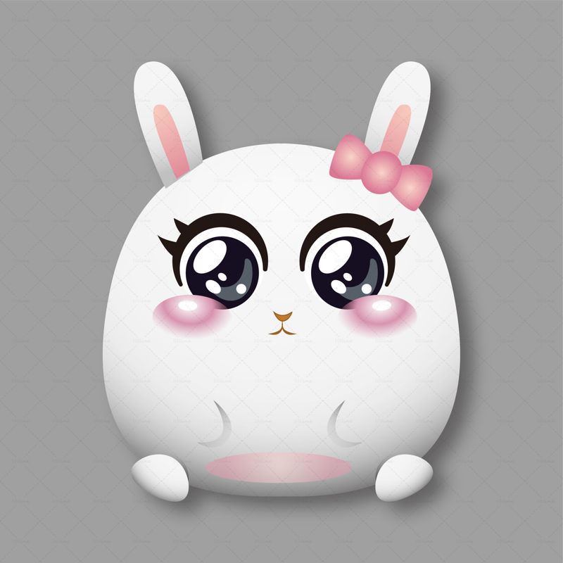 Cute white rabbit character design vector