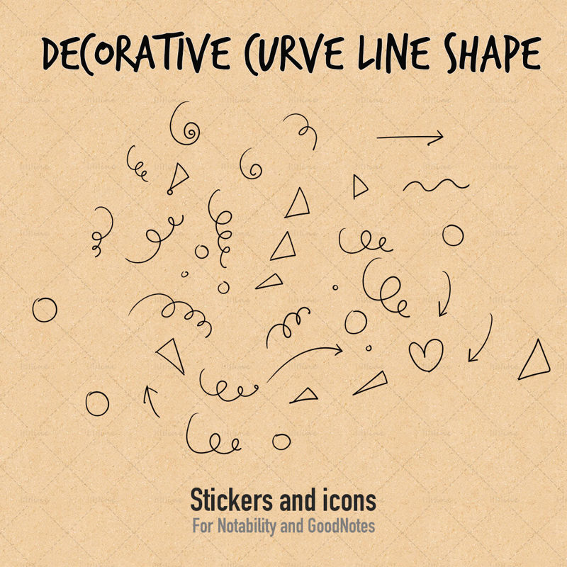 GoodNotes Notability Stickers of decorative curve line shape