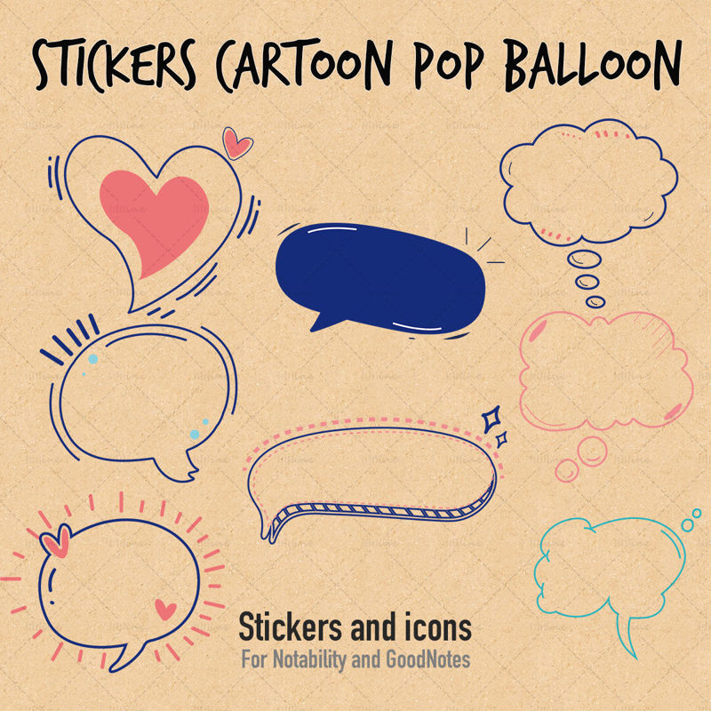 GoodNotes Notability Stickers cartoon pop balloon dialog box