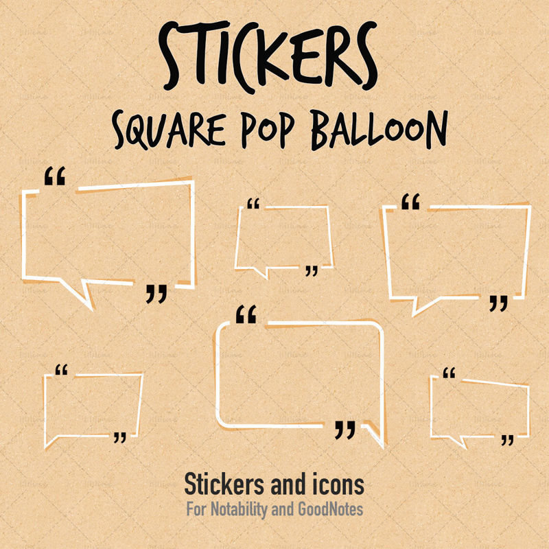 Caixa de diálogo do balão pop de adesivos quadrados