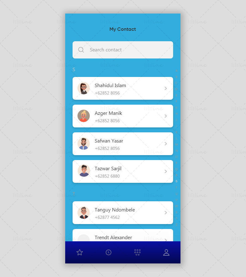 Neem contact op met Ontwerpsjabloon UI-kit voor mobiele apps