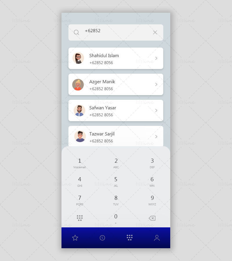 Kontakt designmalen for mobilappens brukergrensesnitt