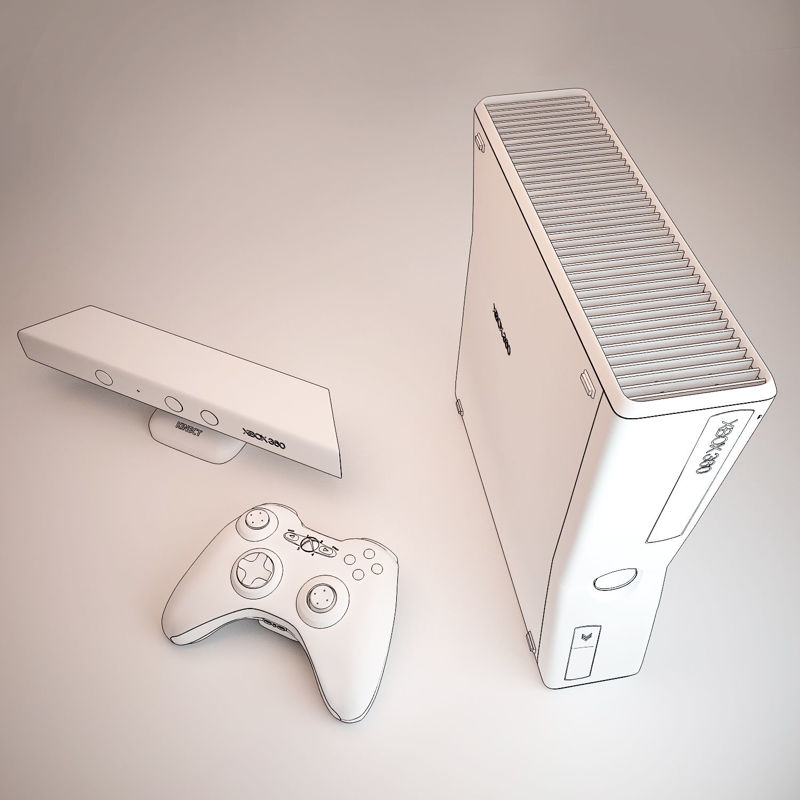 Домашняя игровая приставка xbox 360 3d модель