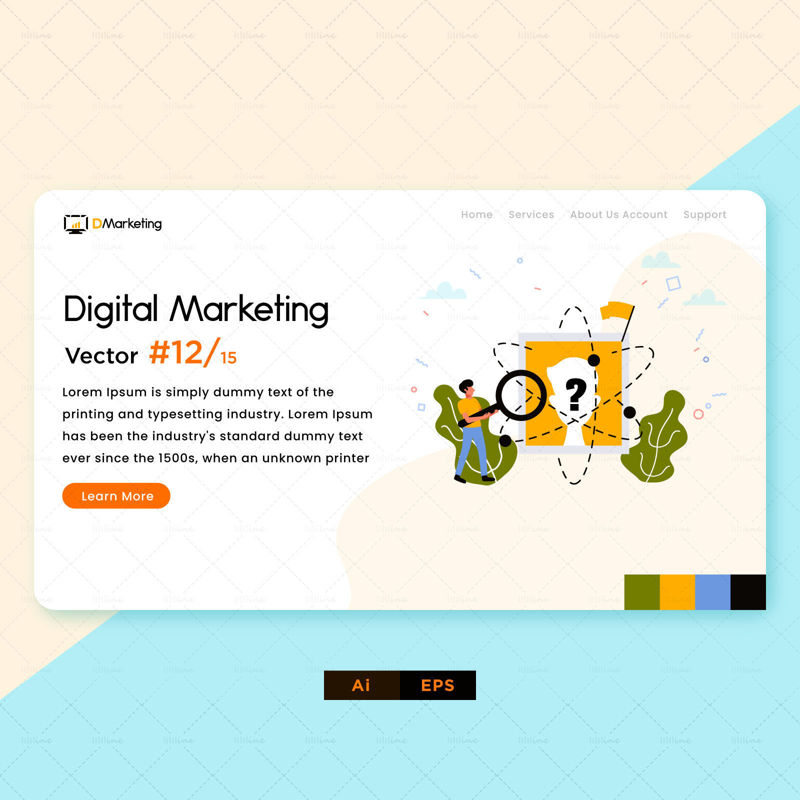 Searching illustration digital marketing design