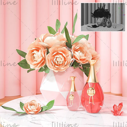 Pink cosmetics beauty 3d scene perfume C4D model