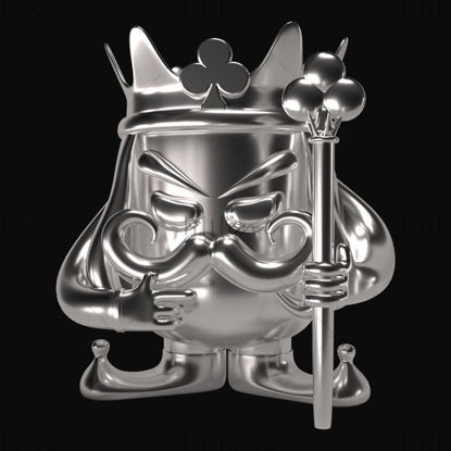 Modèle 3D de thème de personnage de poker en métal de style dessin animé de personnalité C4D