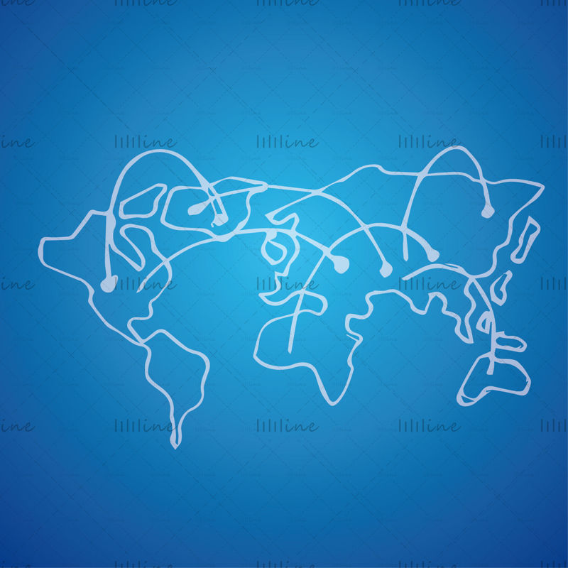 Weltkarte mit Verbindungslinie
