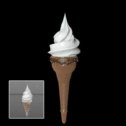 Modèle 3D de crème glacée C4D multiformat