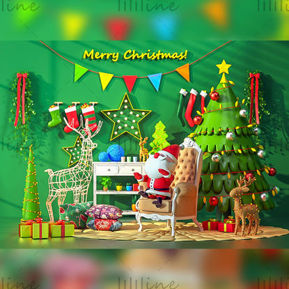 Multiple formats c4d red green warm christmas day 3d creative scene