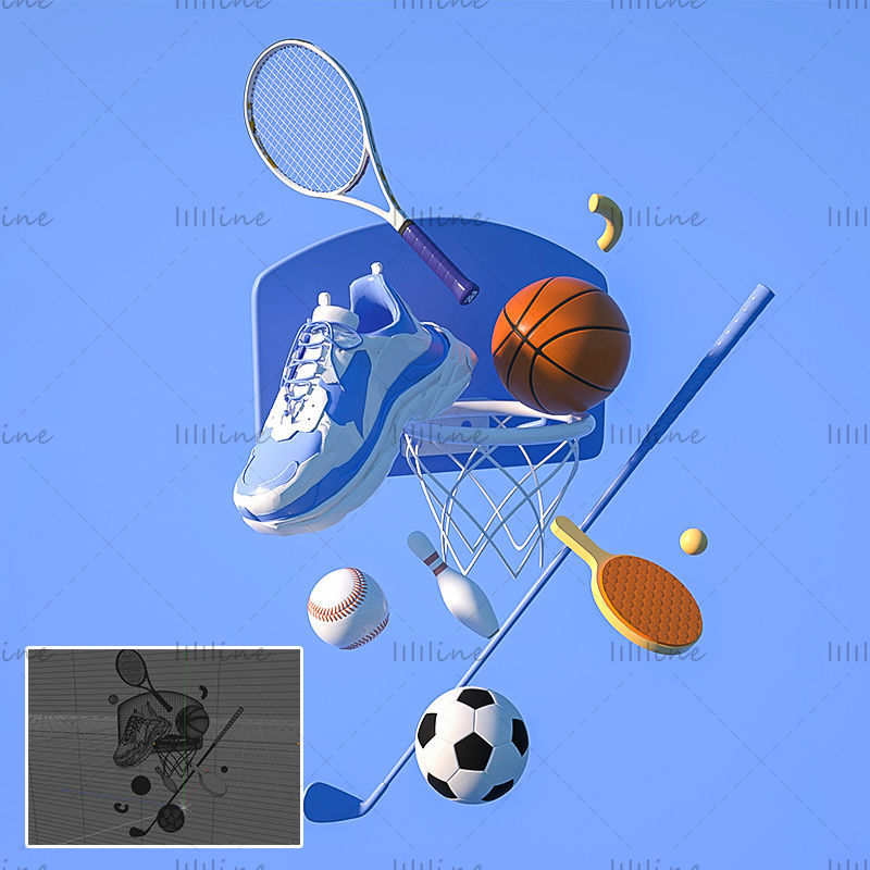 C4D blue sports personalized UI icon 3d model